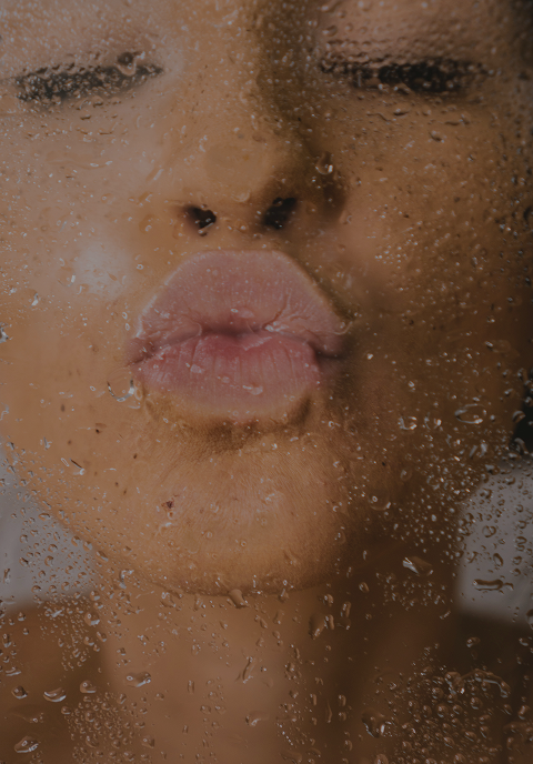 Close up of glossy lips